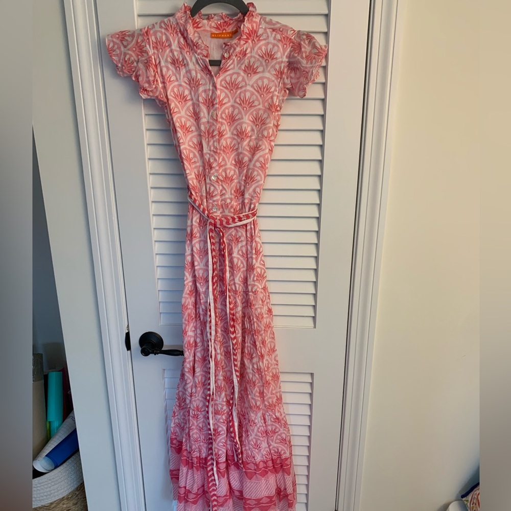 Oliphant Ruffle Collar Button Maxi